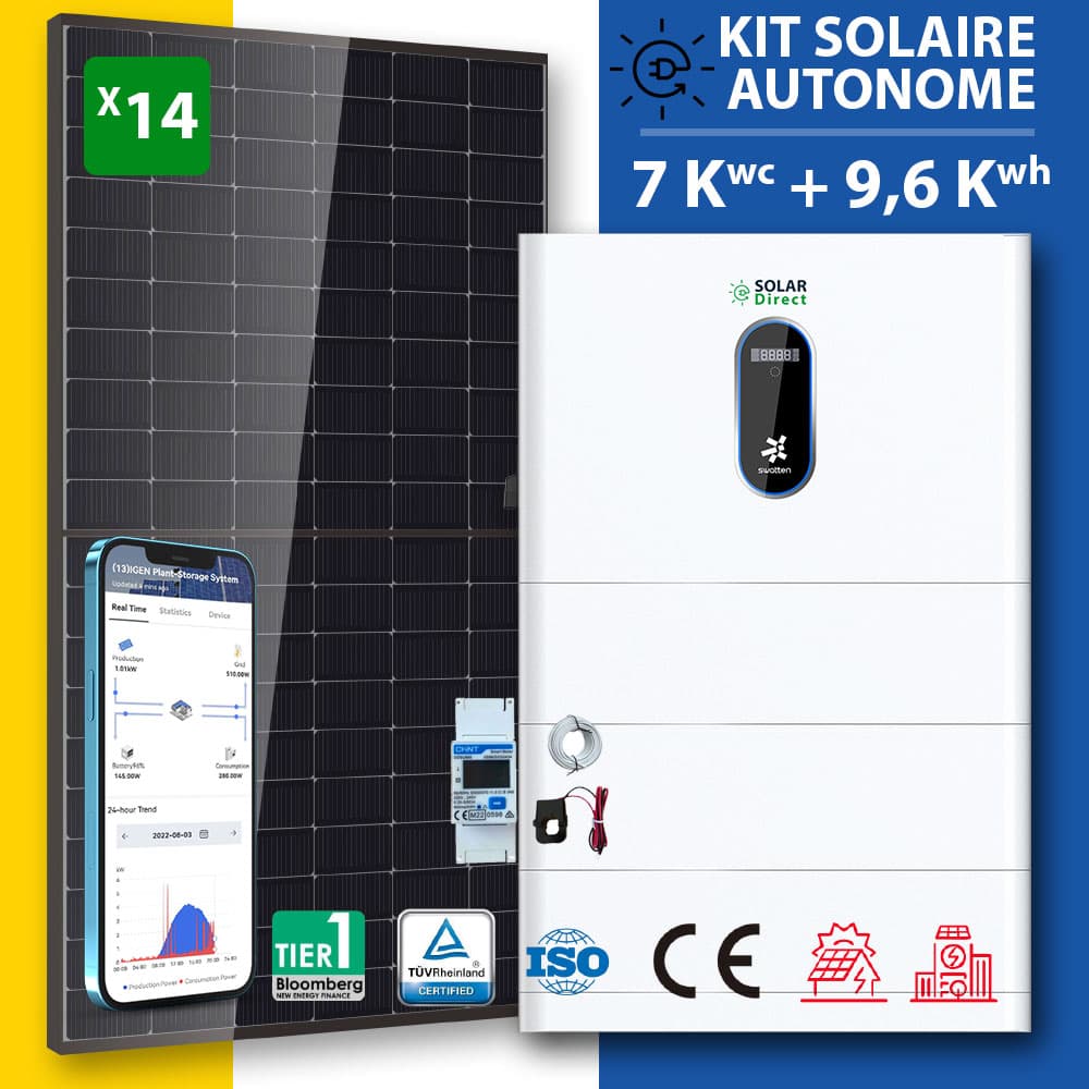 Kit Solaire SWATTEN 9,6 kWh – Onduleur 7 kW + 3 Batteries LiFePO4