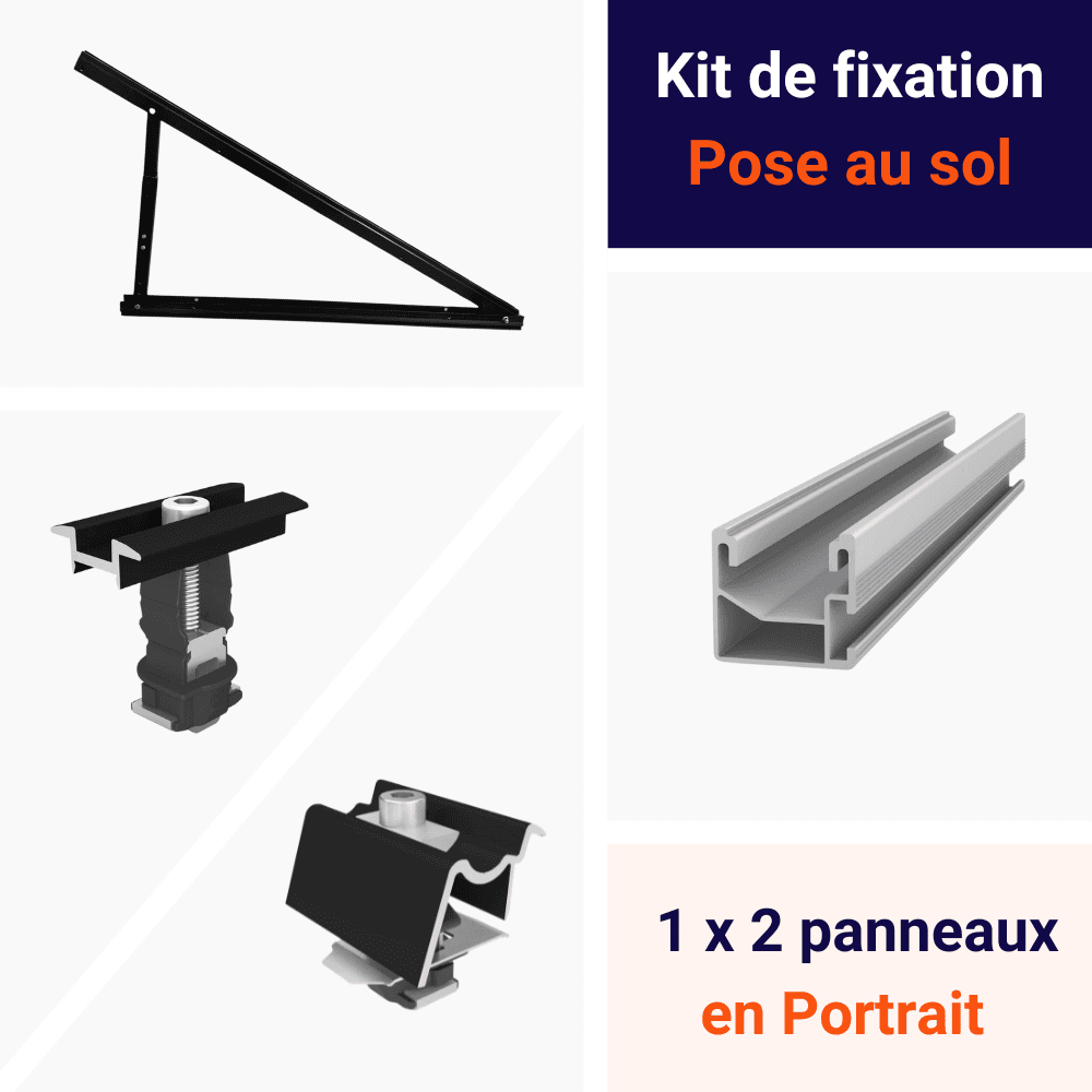 K2 Systems – Kit de fixation Tuiles 1 ligne de 3 panneaux Portrait