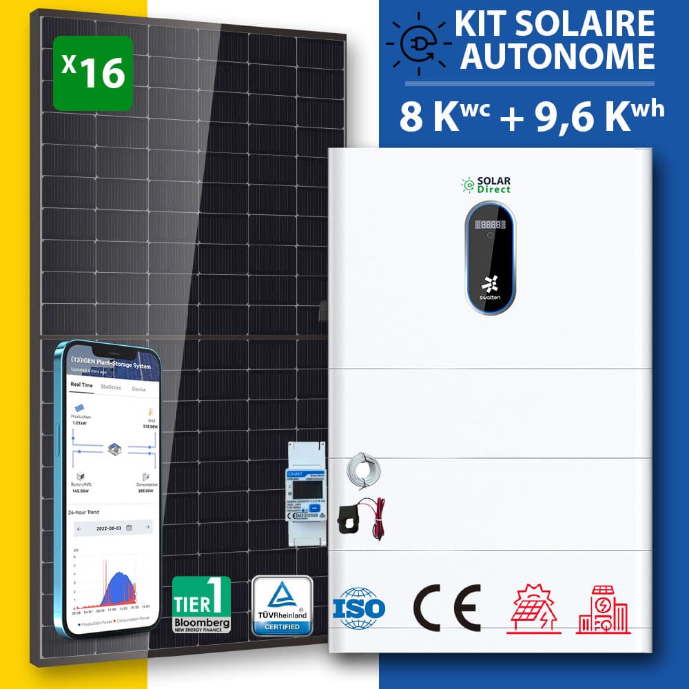 Kit Solaire SWATTEN 16 kWh – Onduleur 8 kW + 5 Batteries LiFePO4